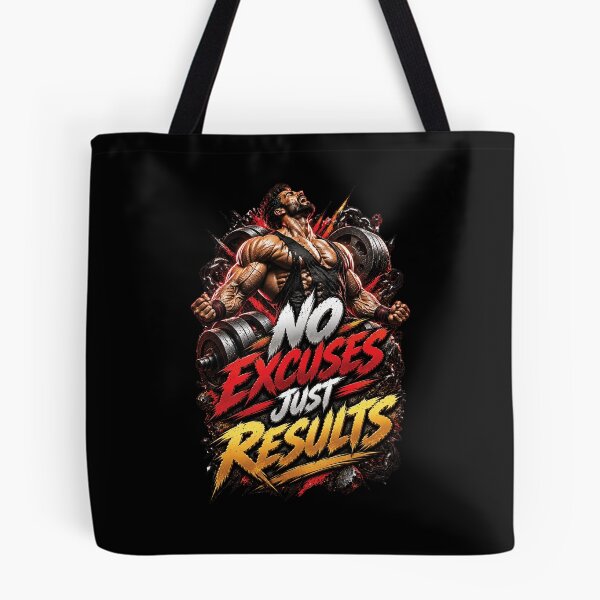 Item preview, No Excuses Just Results | Bodybuilding Gym Motivation Design designed and sold by M. Mamdouh Artworks.