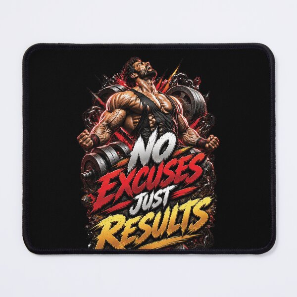 Item preview, No Excuses Just Results | Bodybuilding Gym Motivation Design designed and sold by M. Mamdouh Artworks.