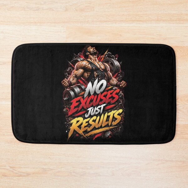 Item preview, No Excuses Just Results | Bodybuilding Gym Motivation Design designed and sold by M. Mamdouh Artworks.