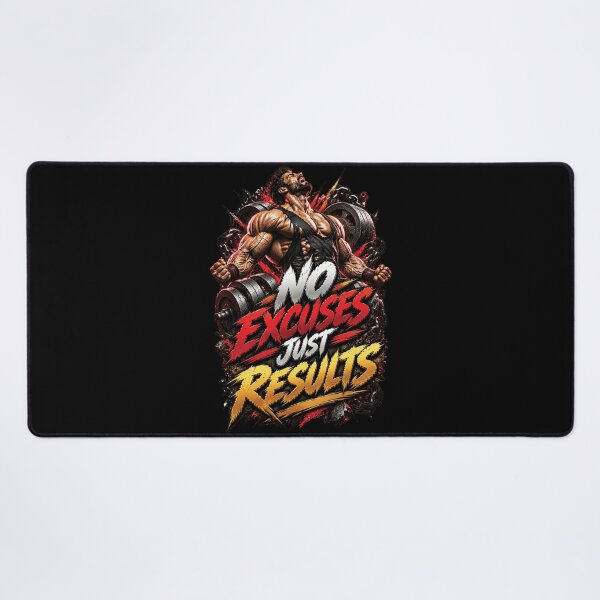 Item preview, No Excuses Just Results | Bodybuilding Gym Motivation Design designed and sold by M. Mamdouh Artworks.