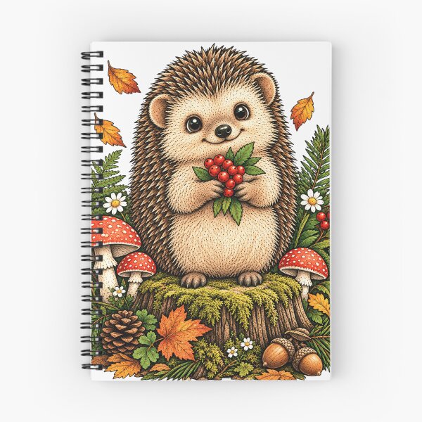 Item preview, Vintage Hedgehog Woodland Berry Illustration designed and sold by lovepower.