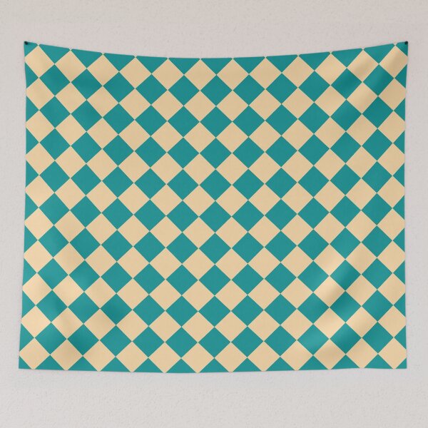Item preview, Checker Diamond Pattern Teal Yellow designed and sold by ArtbyDebbieC.
