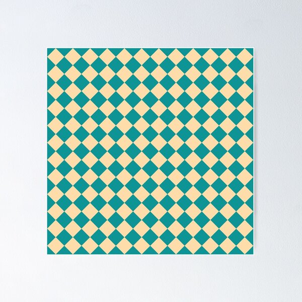 Item preview, Checker Diamond Pattern Teal Yellow designed and sold by ArtbyDebbieC.