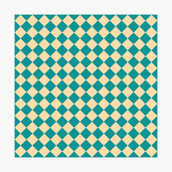 Item preview, Checker Diamond Pattern Teal Yellow designed and sold by ArtbyDebbieC.