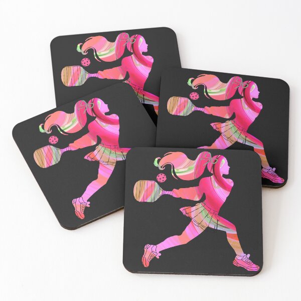 Item preview, Pink Women's Pickleball Player Silhouette – Vibrant Marbled Sports Art designed and sold by Wennebabs.