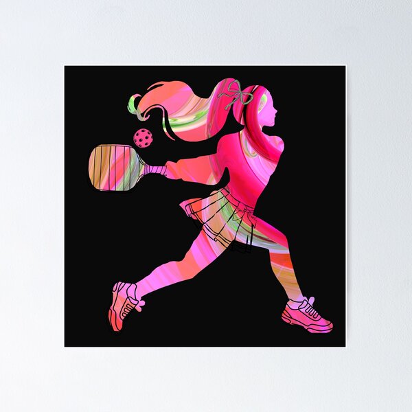 Item preview, Pink Women's Pickleball Player Silhouette – Vibrant Marbled Sports Art designed and sold by Wennebabs.