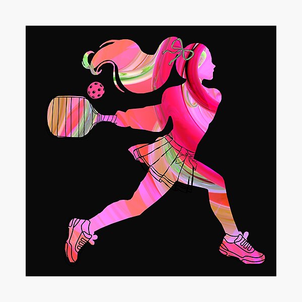 Item preview, Pink Women's Pickleball Player Silhouette – Vibrant Marbled Sports Art designed and sold by Wennebabs.