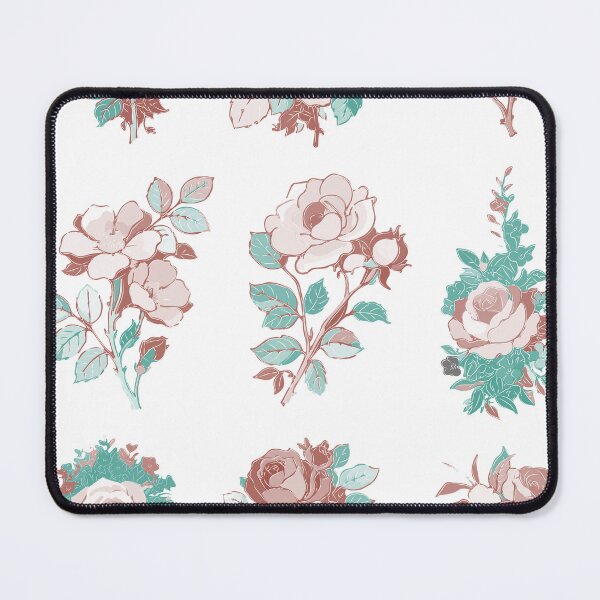 Item preview, Vintage Rose Bouquet Illustration Set in Dusty Rose and Teal Color Palette designed and sold by maewjpho.