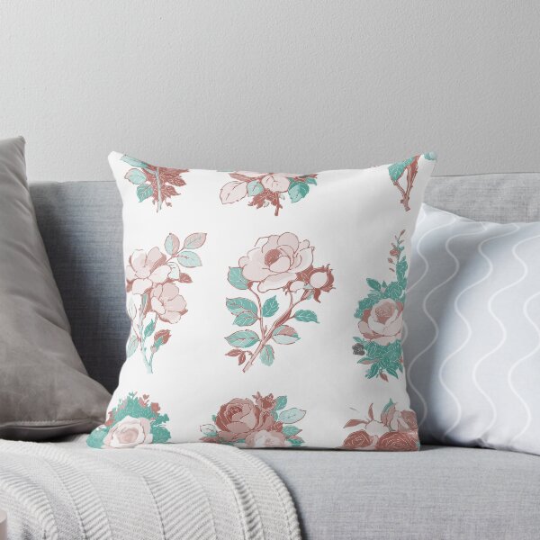 Item preview, Vintage Rose Bouquet Illustration Set in Dusty Rose and Teal Color Palette designed and sold by maewjpho.