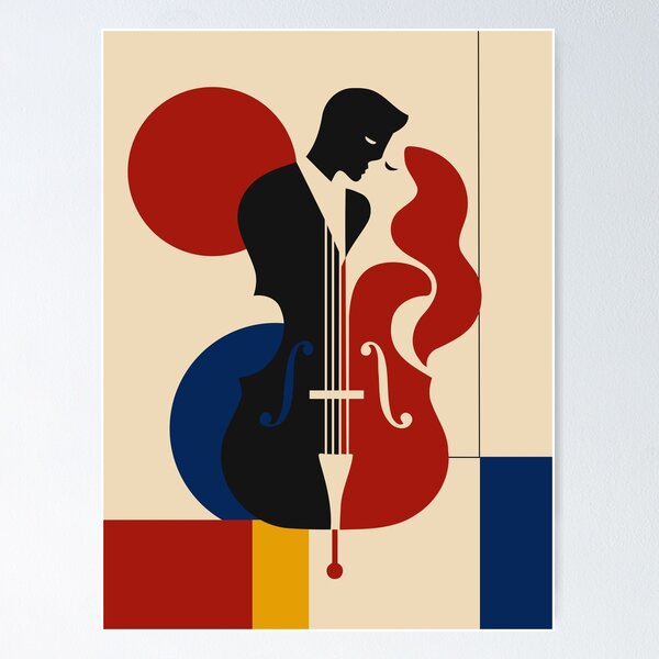 Item preview, Romantic Cello Art Print, Couple in Love Art, Cellist Music Print, Mid Century Modern Music Decor, Valentine Anniversary Gift designed and sold by Studio pod Burom.