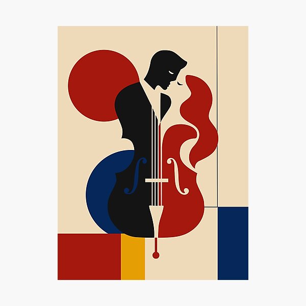 Item preview, Romantic Cello Art Print, Couple in Love Art, Cellist Music Print, Mid Century Modern Music Decor, Valentine Anniversary Gift designed and sold by Studio pod Burom.