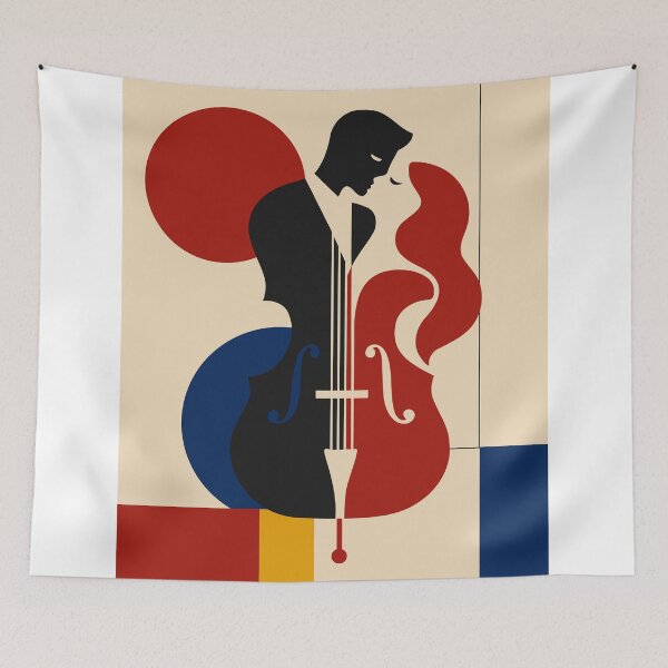 Item preview, Romantic Cello Art Print, Couple in Love Art, Cellist Music Print, Mid Century Modern Music Decor, Valentine Anniversary Gift designed and sold by Studio pod Burom.