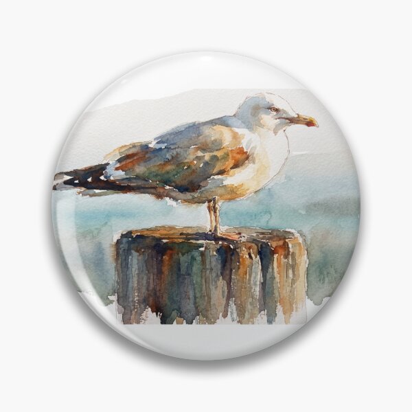 Item preview, Seagull on Pier Post Watercolour Art designed and sold by made by Golightly x.