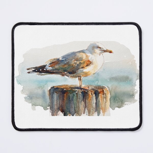 Item preview, Seagull on Pier Post Watercolour Art designed and sold by made by Golightly x.
