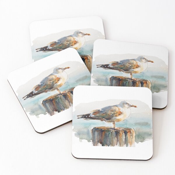 Item preview, Seagull on Pier Post Watercolour Art designed and sold by made by Golightly x.