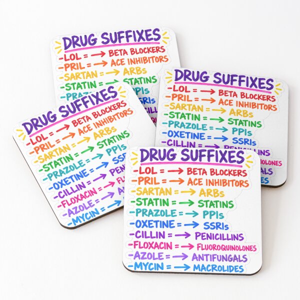 Item preview, Drug Suffixes Pharmacology Nursing Student Sticker designed and sold by isokinetic.