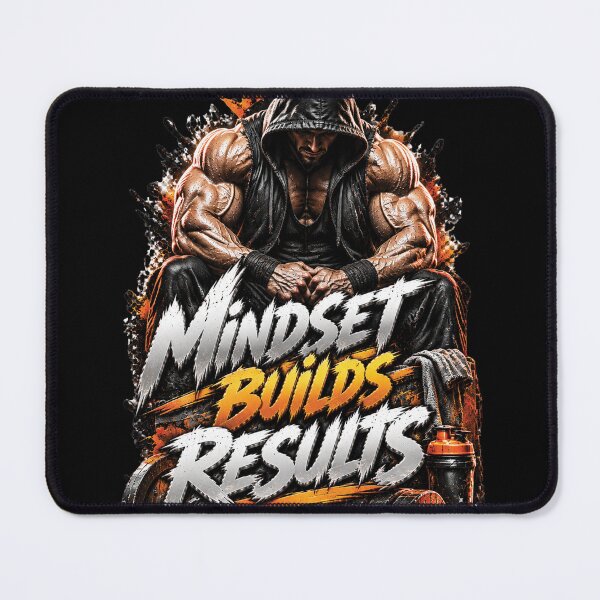 Item preview, Mindset Builds Results | Hardcore Bodybuilding Gym Motivation Design designed and sold by M. Mamdouh Artworks.