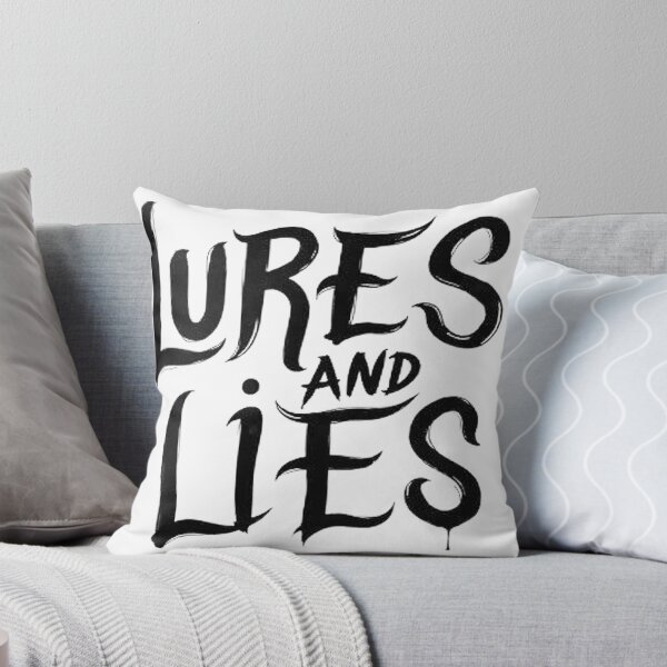 Item preview, LURES AND LIES - Bold Black Ink Hand Lettering for Anglers designed and sold by Qubivibe.