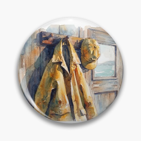 Item preview, Fisherman Coat and Cap Watercolour Art designed and sold by made by Golightly x.