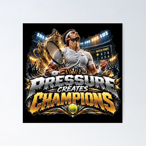 Item preview, Pressure Creates Champions | Tennis Grand Slam Championship Motivation Design designed and sold by M. Mamdouh Artworks.