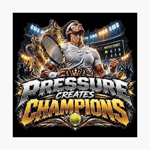 Item preview, Pressure Creates Champions | Tennis Grand Slam Championship Motivation Design designed and sold by M. Mamdouh Artworks.