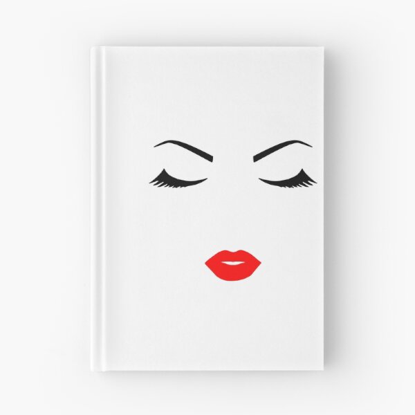 Item preview, Pretty Girl Face Closed Eyes Eyelashes  Minimalist Art White Black Red Shapes Mania designed and sold by Shapes-Mania.