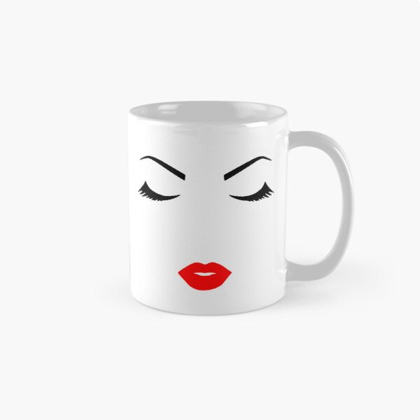 Item preview, Pretty Girl Face Closed Eyes Eyelashes  Minimalist Art White Black Red Shapes Mania designed and sold by Shapes-Mania.