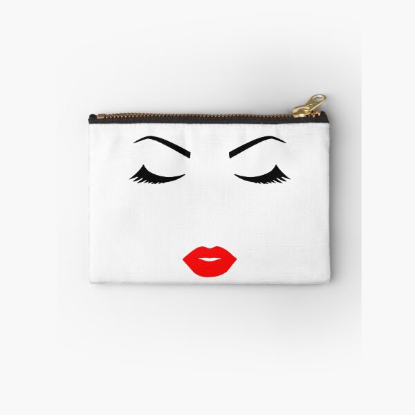 Item preview, Pretty Girl Face Closed Eyes Eyelashes  Minimalist Art White Black Red Shapes Mania designed and sold by Shapes-Mania.