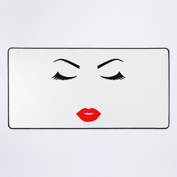 Item preview, Pretty Girl Face Closed Eyes Eyelashes  Minimalist Art White Black Red Shapes Mania designed and sold by Shapes-Mania.