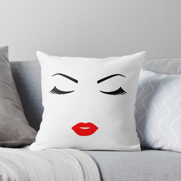 Item preview, Pretty Girl Face Closed Eyes Eyelashes  Minimalist Art White Black Red Shapes Mania designed and sold by Shapes-Mania.