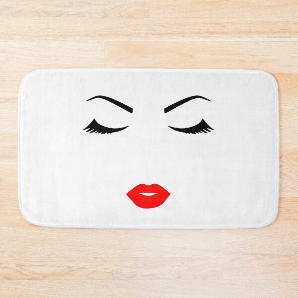 Item preview, Pretty Girl Face Closed Eyes Eyelashes  Minimalist Art White Black Red Shapes Mania designed and sold by Shapes-Mania.