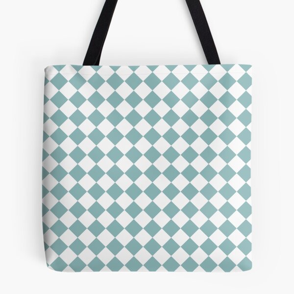 Item preview, Checker Diamond Pattern Teal White designed and sold by ArtbyDebbieC.