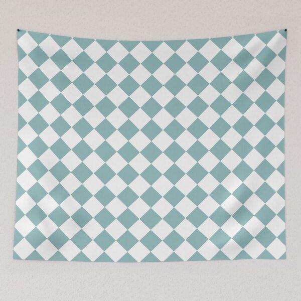 Item preview, Checker Diamond Pattern Teal White designed and sold by ArtbyDebbieC.