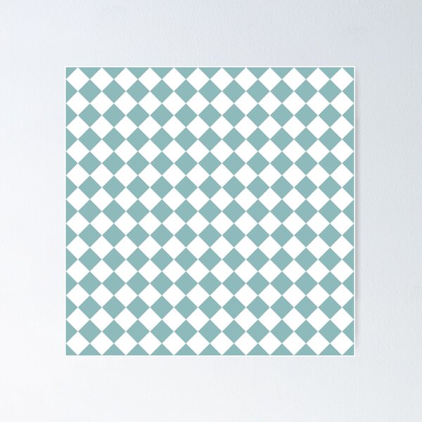 Item preview, Checker Diamond Pattern Teal White designed and sold by ArtbyDebbieC.