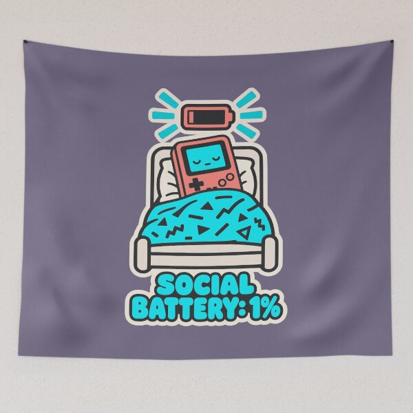 Item preview, Social Battery 1 Percent Introvert Gaming Humor designed and sold by KungPowUnicorn.