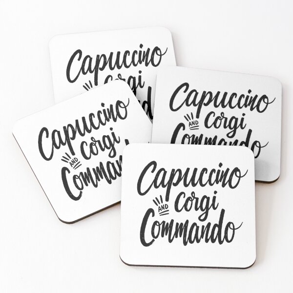 Item preview, Cappuccino Corgi Commando - Bold Black Ink Typography designed and sold by Qubivibe.