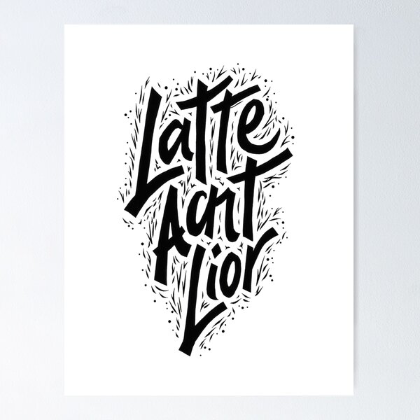 Item preview, Latte Art Lion - Bold Black Ink Typography Design designed and sold by Qubivibe.