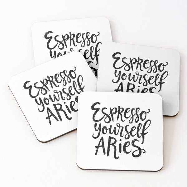Item preview, Espresso Yourself Aries - Bold Black Ink Hand Lettering designed and sold by Qubivibe.