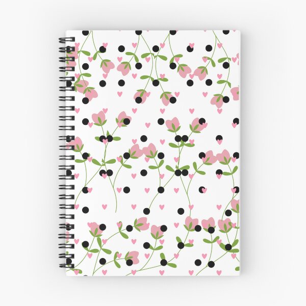 Item preview, Cute Pink Floral Hearts Black Polka Dots Seamless Pattern designed and sold by ShivCraftStudio.