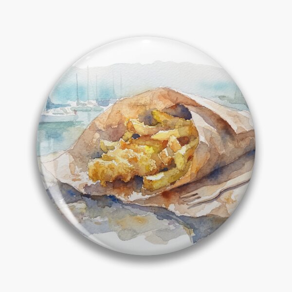 Item preview, Fish and Chips Harbour Watercolour Art designed and sold by made by Golightly x.