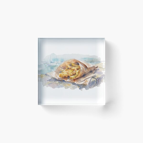 Item preview, Fish and Chips Harbour Watercolour Art designed and sold by made by Golightly x.