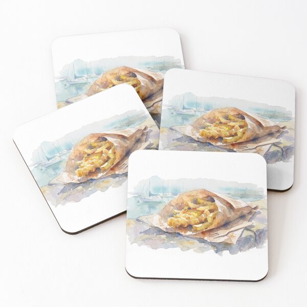 Item preview, Fish and Chips Harbour Watercolour Art designed and sold by made by Golightly x.