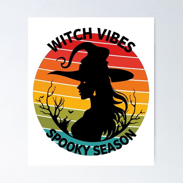 Item preview, Witch Vibes Spooky Season Retro Sunset Witch designed and sold by Custom Crest.