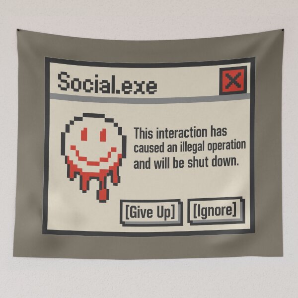 Item preview, Social.exe Illegal Operation Social Battery Error designed and sold by KungPowUnicorn.