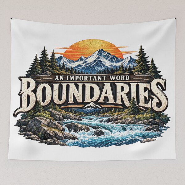 Item preview, Boundaries – Mountain Adventure Vintage Art designed and sold by JanChryzostom.