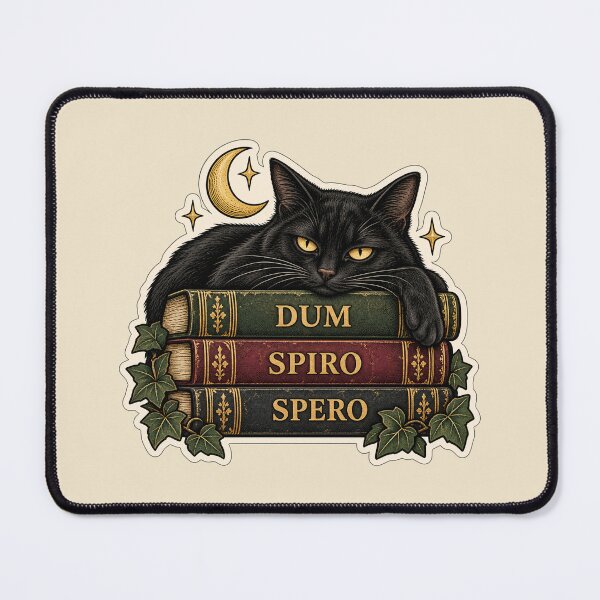 Item preview, Dum Spiro Spero – Latin Hope Quote Black Cat Book Lover Design designed and sold by MetaModel Editions.