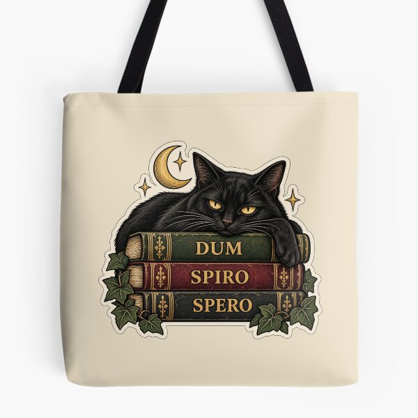 Item preview, Dum Spiro Spero – Latin Hope Quote Black Cat Book Lover Design designed and sold by MetaModel Editions.