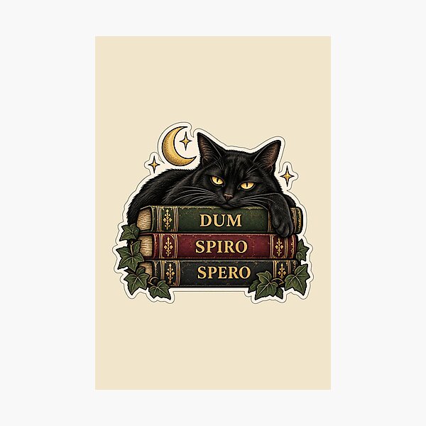 Item preview, Dum Spiro Spero – Latin Hope Quote Black Cat Book Lover Design designed and sold by MetaModel Editions.