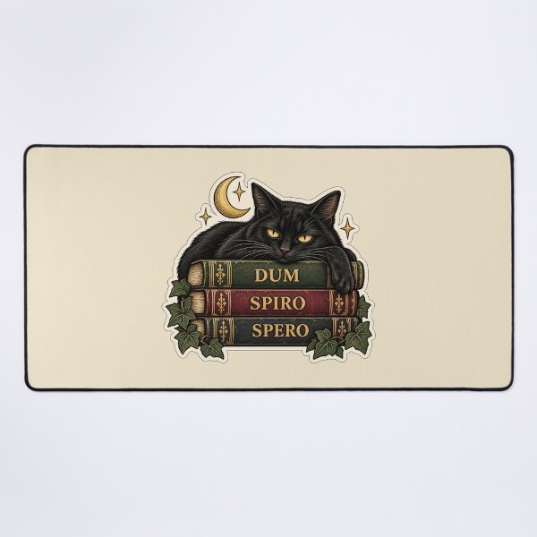 Item preview, Dum Spiro Spero – Latin Hope Quote Black Cat Book Lover Design designed and sold by MetaModel Editions.