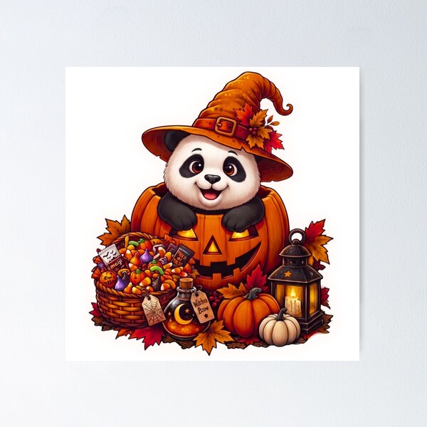 Item preview, Cute Spooky Panda Halloween Pumpkin Witch Hat designed and sold by EnginerdStudio.